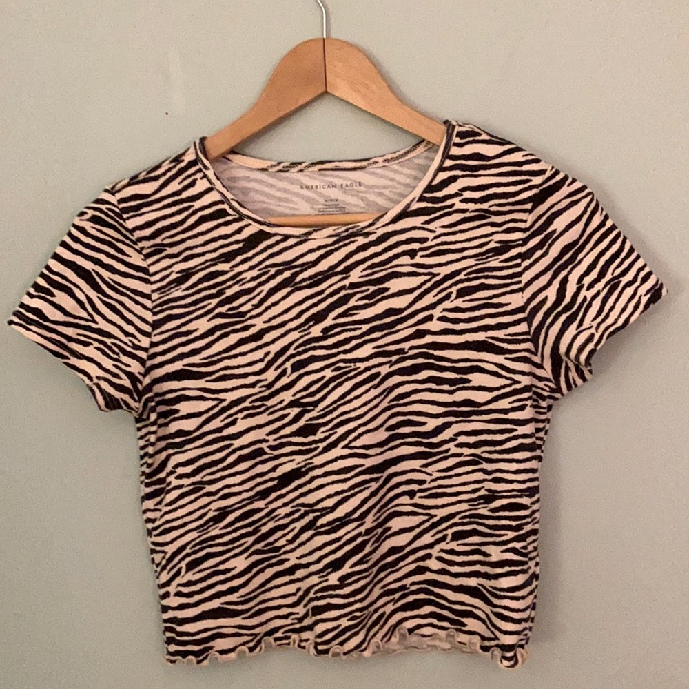 American Eagle Cutesy Zebra Crop Top